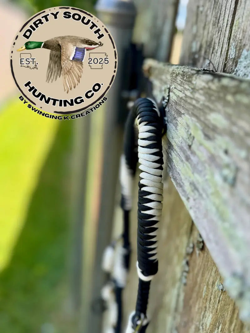 Black & White Paracord Duck Call Lanyard – 4 Drop Removable Loops | Waterfowl Hunting Gear
