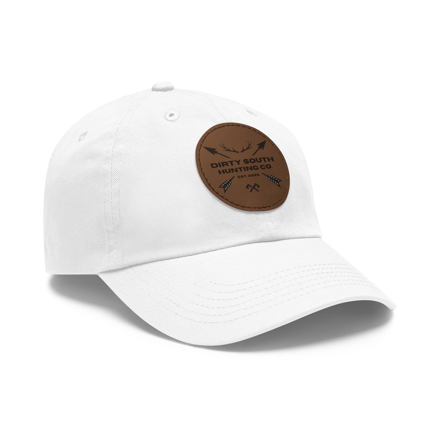 Stylish Dad Hat with Leather Patch, Casual Cap for Hunting Enthusiasts, Gift for Father's Day, Outdoor Adventure Gear, Trendy Dad Apparel
