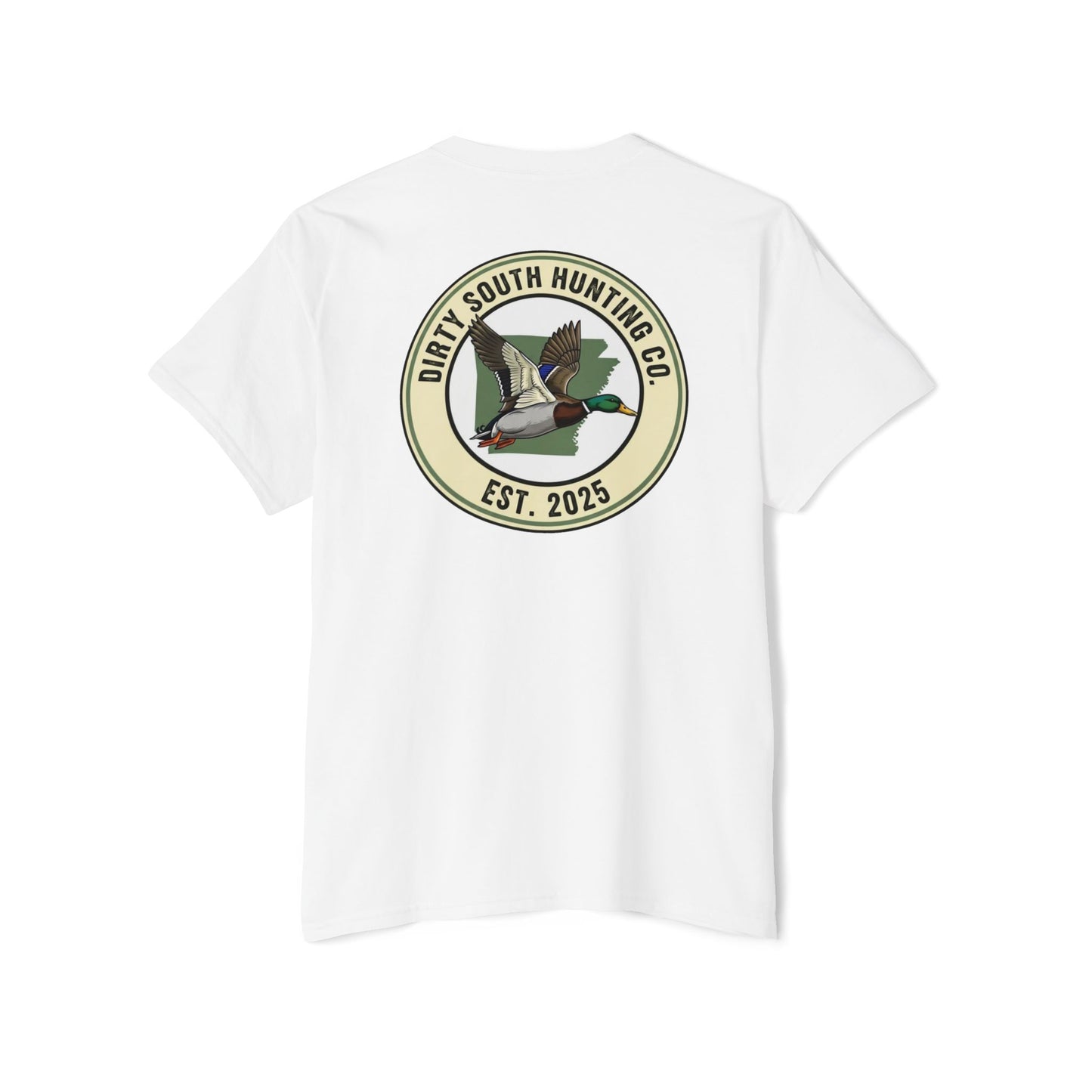 Dirty South Hunting Co. Vintage Round (Arkansas)-Unisex Heavy Cotton Pocket Tee with Vintage Hunting Design, Gift for Hunters