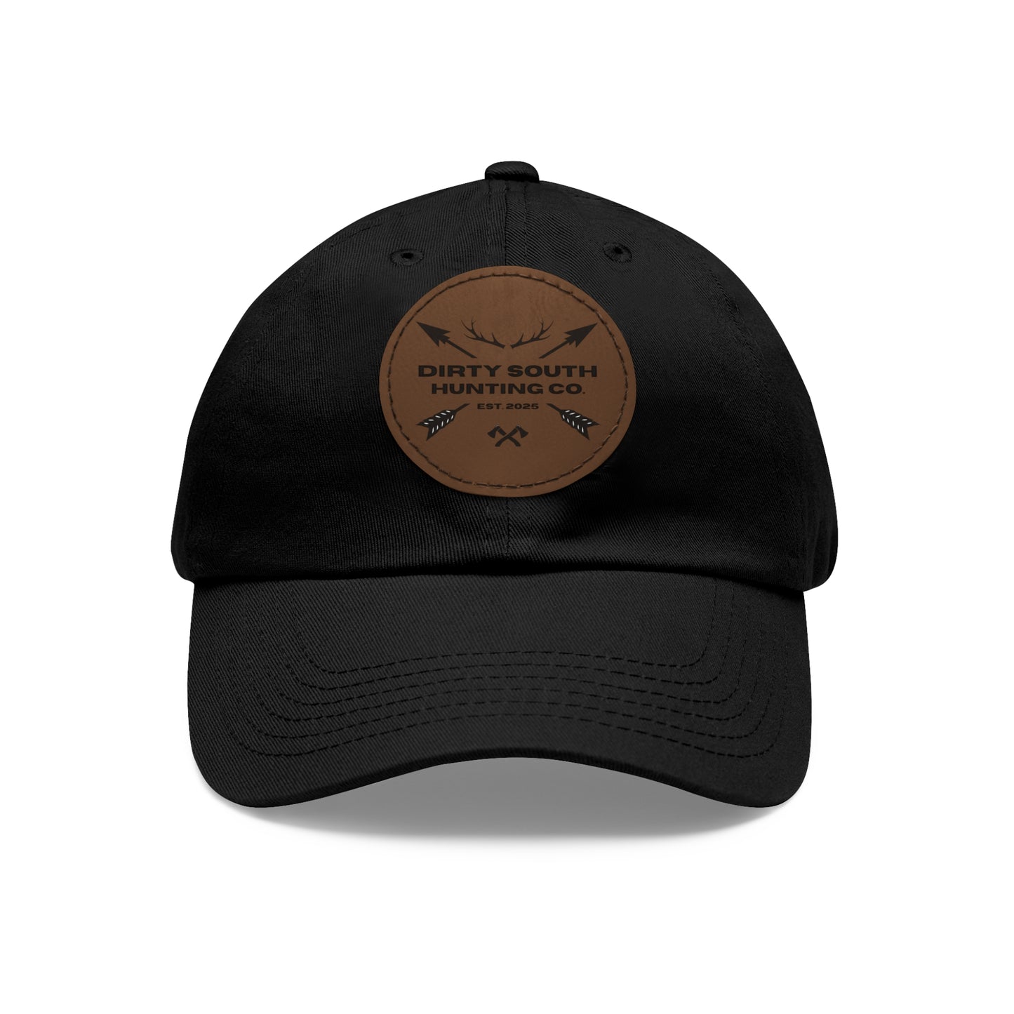 Stylish Dad Hat with Leather Patch, Casual Cap for Hunting Enthusiasts, Gift for Father's Day, Outdoor Adventure Gear, Trendy Dad Apparel