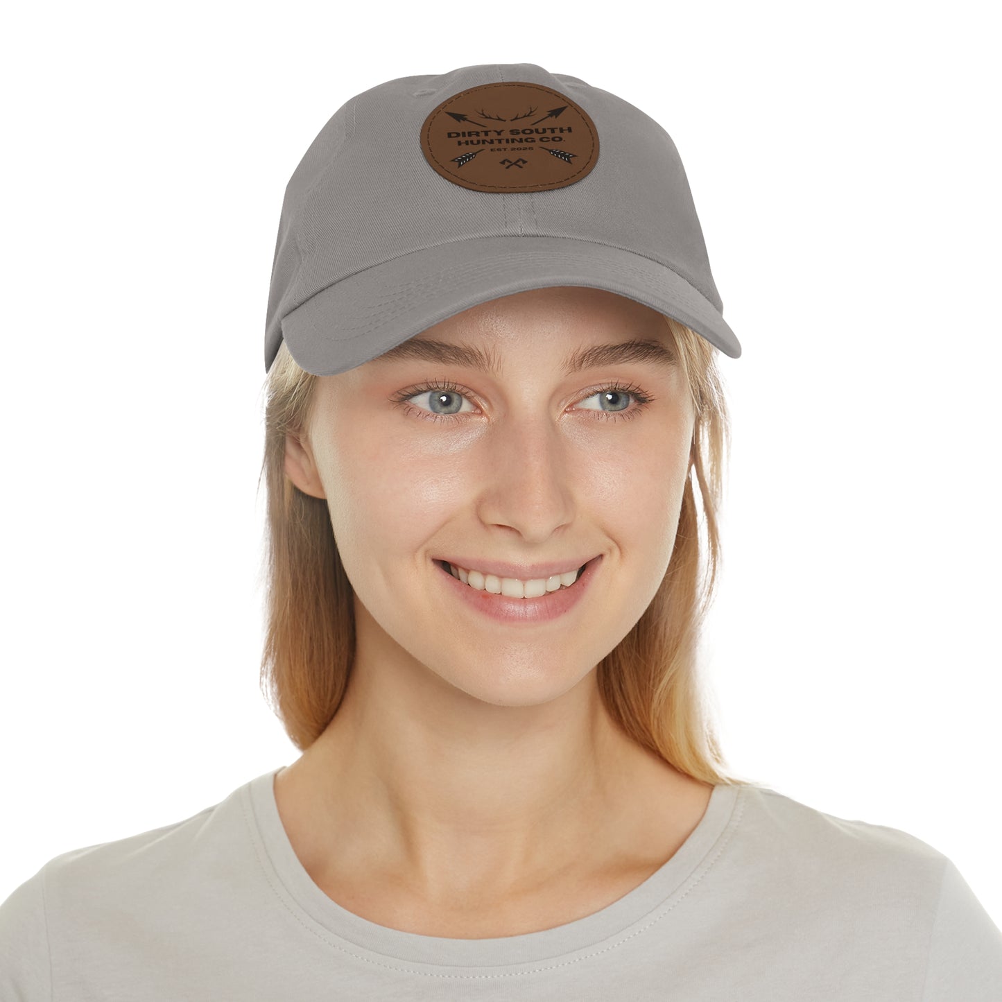 Stylish Dad Hat with Leather Patch, Casual Cap for Hunting Enthusiasts, Gift for Father's Day, Outdoor Adventure Gear, Trendy Dad Apparel