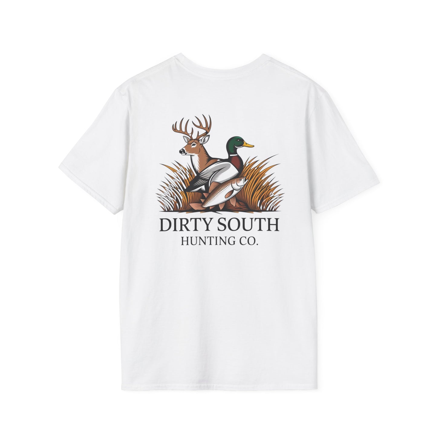 Dirty South Hunting Co. Trio Graphic T-Shirt – Deer, Duck & Fish Outdoor Lifestyle Tee – Hunting Apparel