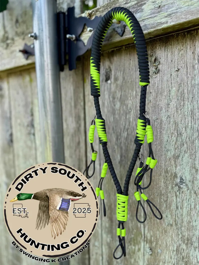 Black & Green Paracord Duck Call Lanyard – 4 Drop Removable Loops | Waterfowl Hunting Gear
