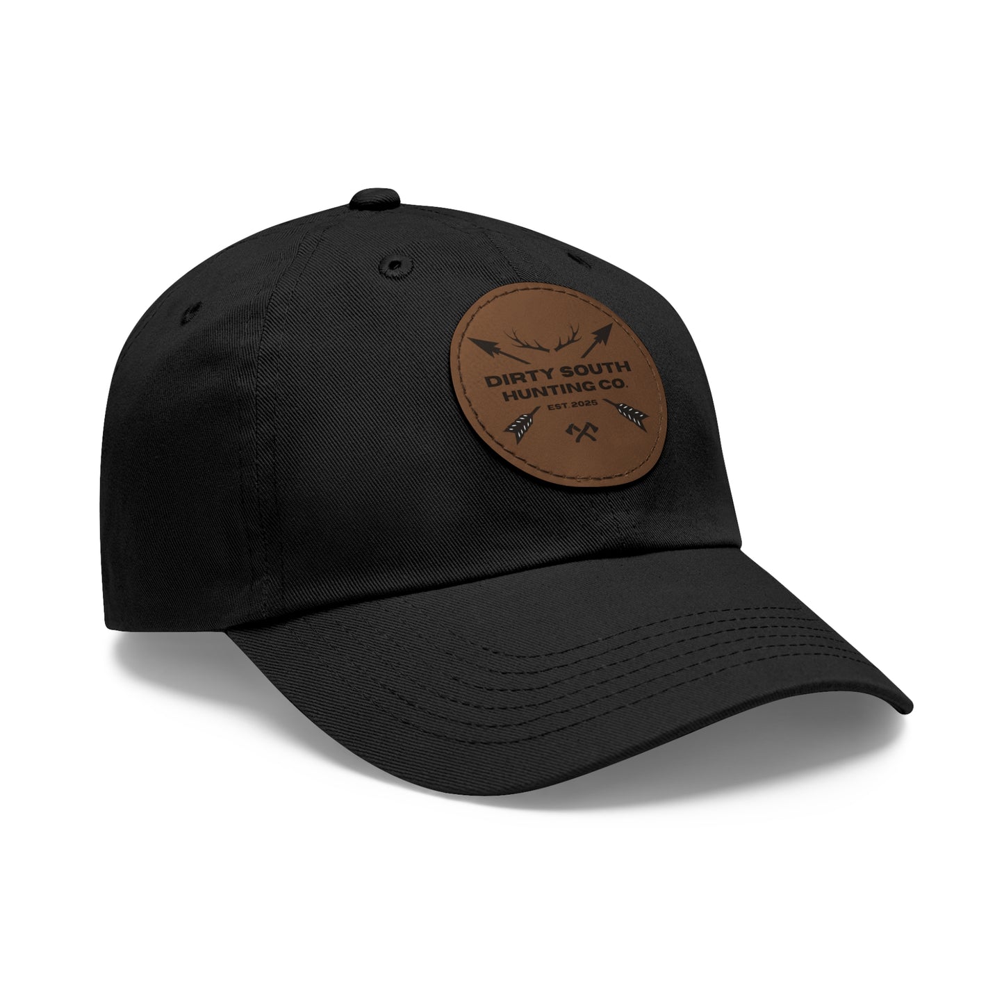 Stylish Dad Hat with Leather Patch, Casual Cap for Hunting Enthusiasts, Gift for Father's Day, Outdoor Adventure Gear, Trendy Dad Apparel