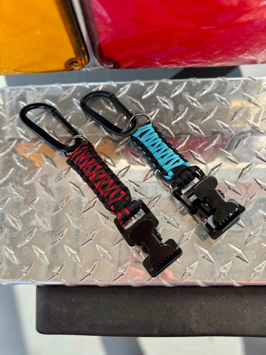 Paracord Glove Holder with Dual Alligator Clips, Carabiner & D-Ring – Firefighter, EMS, Lineman Gear Swinging K Creations