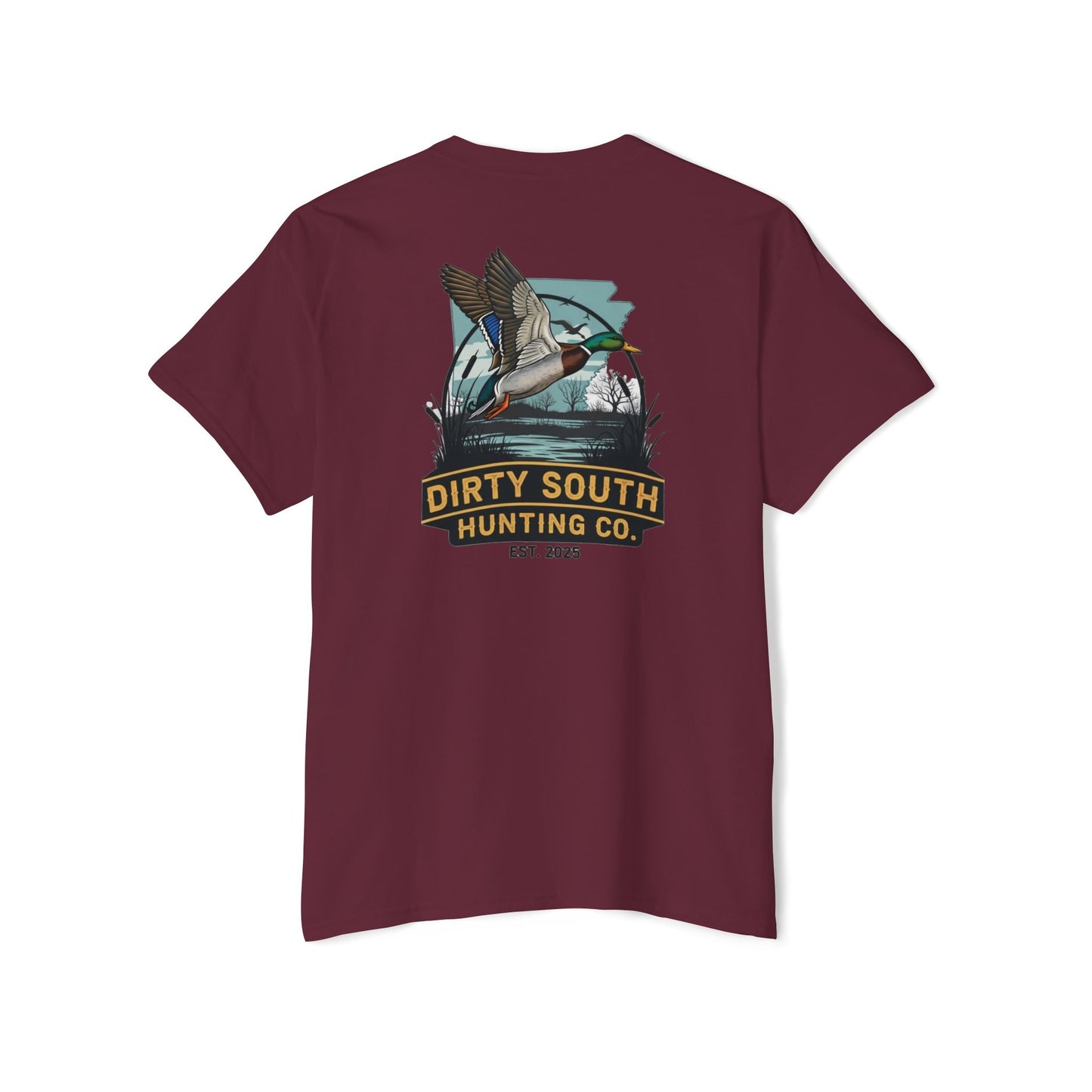 Dirty South Hunting Co. Mallard Flight Scene T-Shirt (Arkansas)- Duck Hunting Graphic Tee – Waterfowl Apparel
