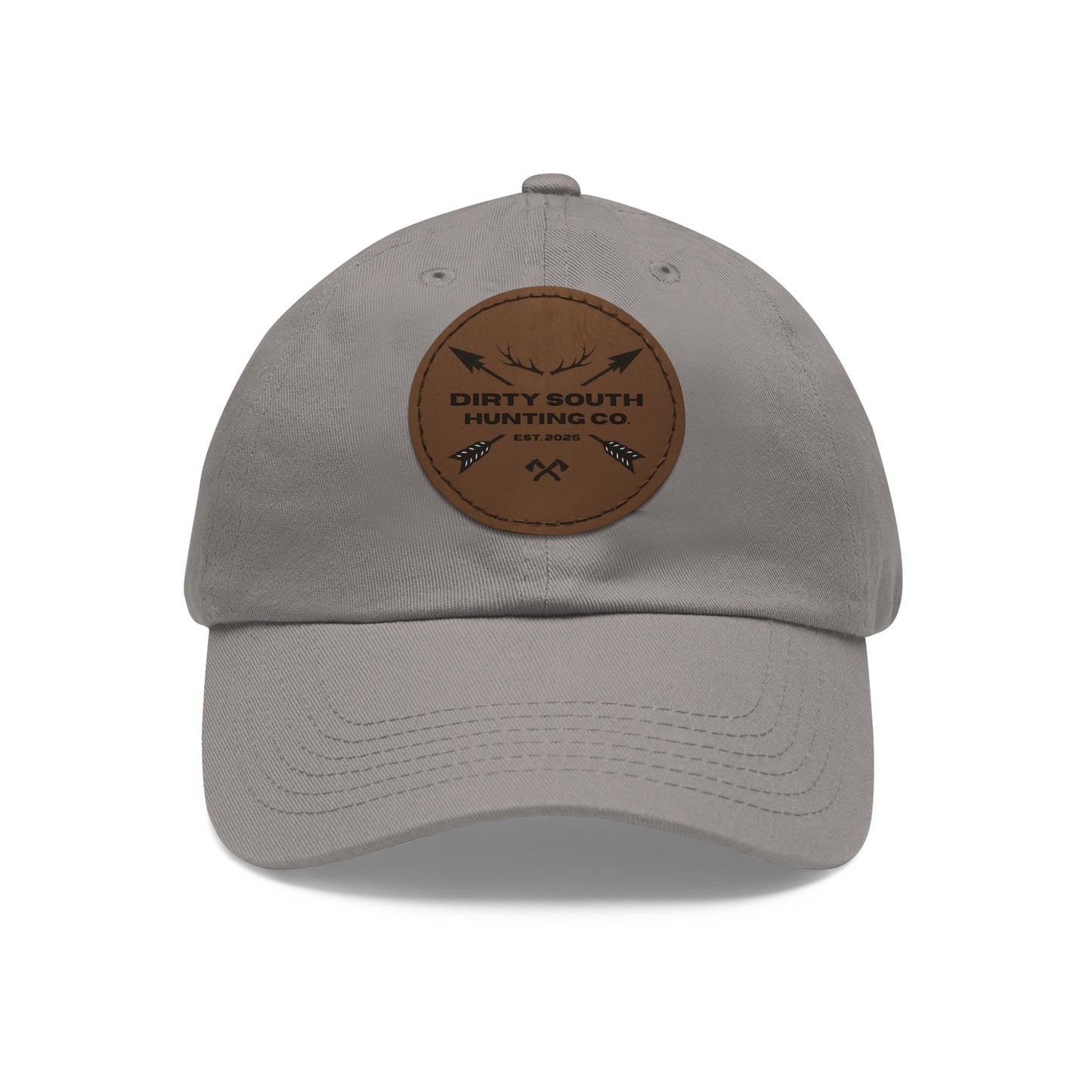 Stylish Dad Hat with Leather Patch, Casual Cap for Hunting Enthusiasts, Gift for Father's Day, Outdoor Adventure Gear, Trendy Dad Apparel