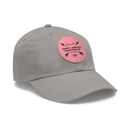 Stylish Dad Hat with Leather Patch, Casual Cap for Hunting Enthusiasts, Gift for Father's Day, Outdoor Adventure Gear, Trendy Dad Apparel