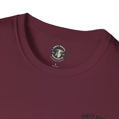 Watercolor Dirty South Hunting Co Unisex Softstyle T-Shirt - Southern Hunt Graphic Tee, Outdoor Apparel, Camo Hunter Top, Nature Lover Gift,