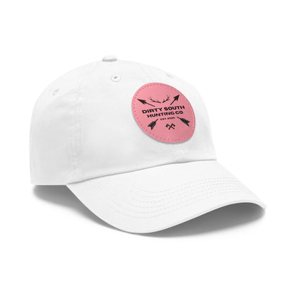 Stylish Dad Hat with Leather Patch, Casual Cap for Hunting Enthusiasts, Gift for Father's Day, Outdoor Adventure Gear, Trendy Dad Apparel