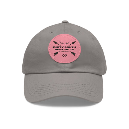 Stylish Dad Hat with Leather Patch, Casual Cap for Hunting Enthusiasts, Gift for Father's Day, Outdoor Adventure Gear, Trendy Dad Apparel