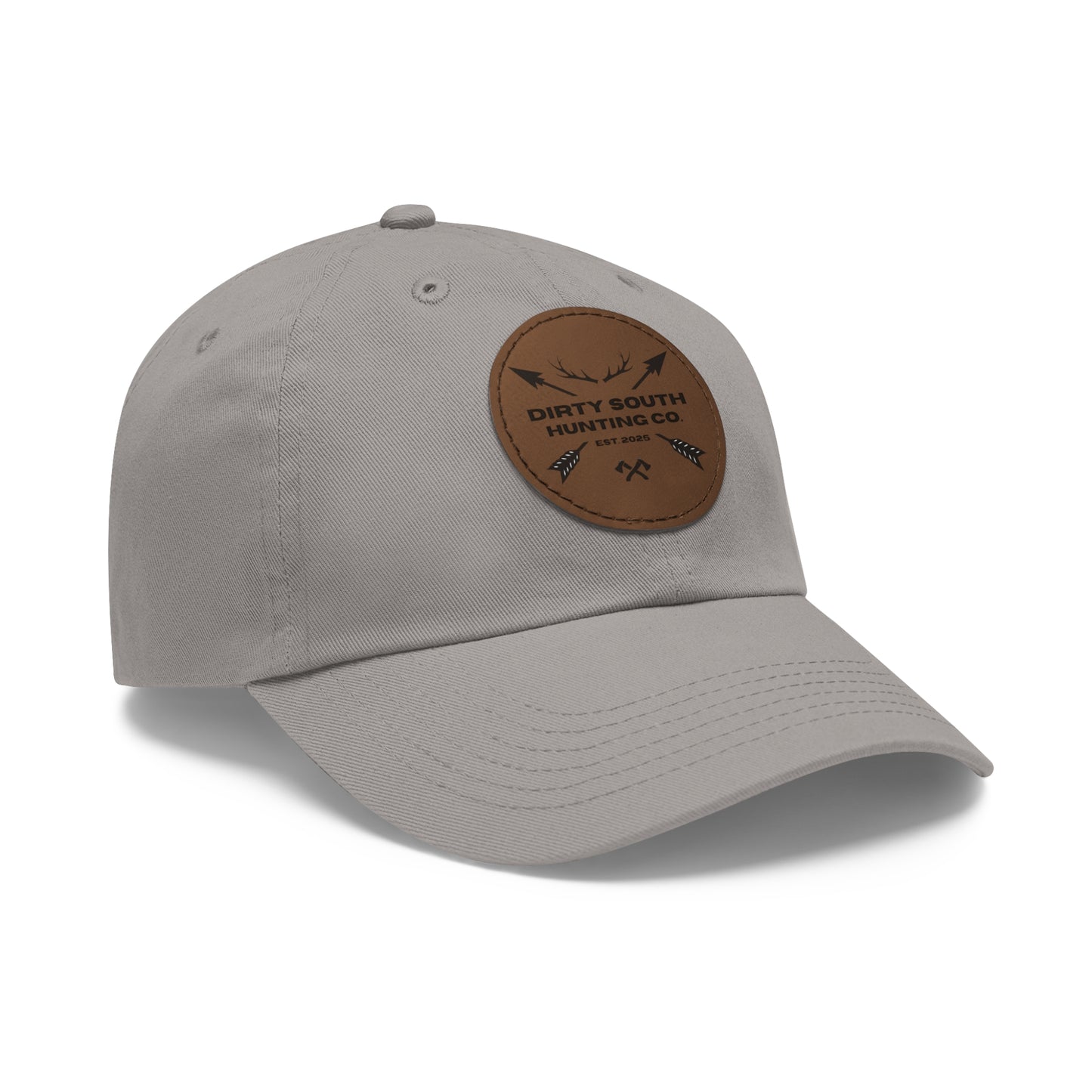 Stylish Dad Hat with Leather Patch, Casual Cap for Hunting Enthusiasts, Gift for Father's Day, Outdoor Adventure Gear, Trendy Dad Apparel