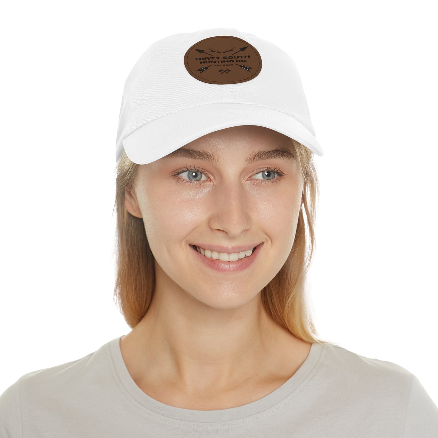 Stylish Dad Hat with Leather Patch, Casual Cap for Hunting Enthusiasts, Gift for Father's Day, Outdoor Adventure Gear, Trendy Dad Apparel