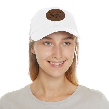 Stylish Dad Hat with Leather Patch, Casual Cap for Hunting Enthusiasts, Gift for Father's Day, Outdoor Adventure Gear, Trendy Dad Apparel