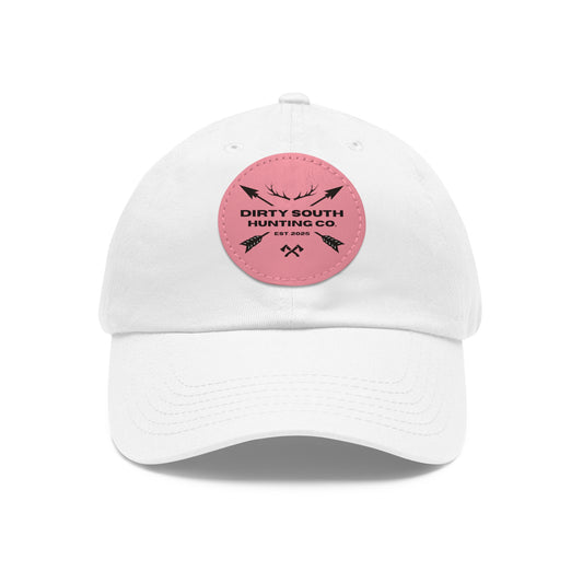 Stylish Dad Hat with Leather Patch, Casual Cap for Hunting Enthusiasts, Gift for Father's Day, Outdoor Adventure Gear, Trendy Dad Apparel