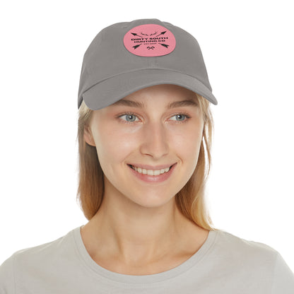 Stylish Dad Hat with Leather Patch, Casual Cap for Hunting Enthusiasts, Gift for Father's Day, Outdoor Adventure Gear, Trendy Dad Apparel