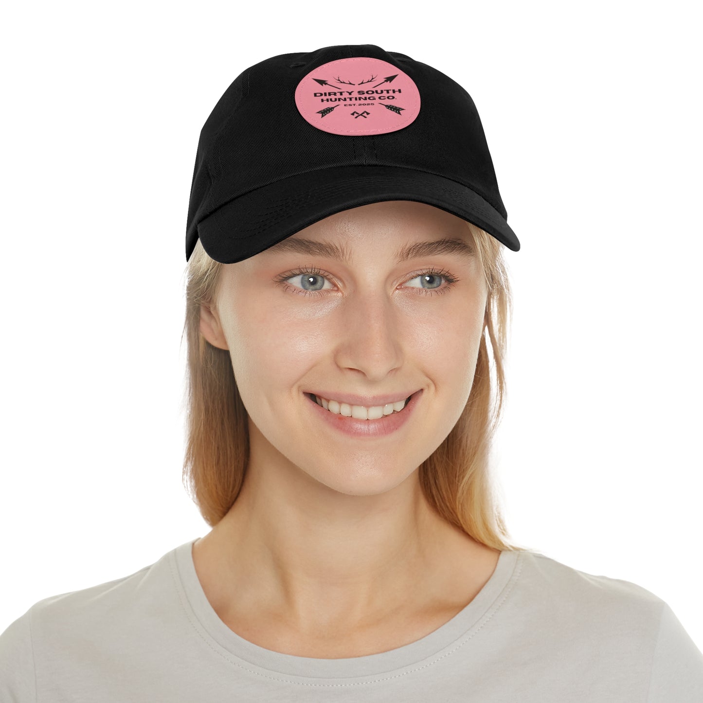 Stylish Dad Hat with Leather Patch, Casual Cap for Hunting Enthusiasts, Gift for Father's Day, Outdoor Adventure Gear, Trendy Dad Apparel