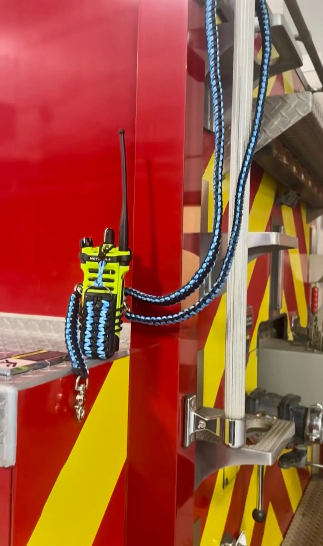 Custom Paracord Radio Strap with Anti-Sway | Firefighter, EMS, Police & First Responder Radio Holder | Firefighter Gear Swinging K Creations