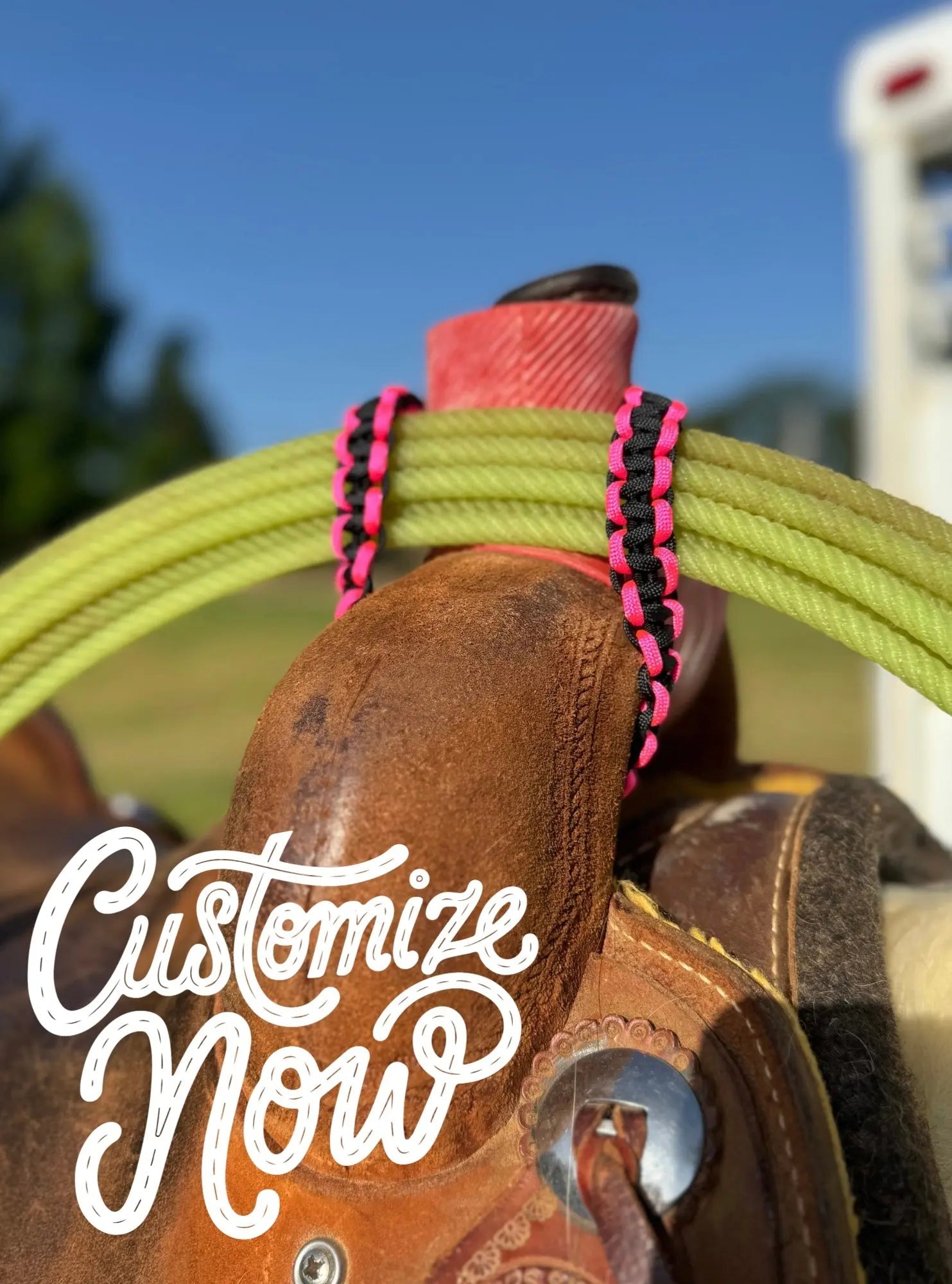 Custom Paracord Rope Holder – Bungy Cord Saddle Strap with Side Buckle for Team Roping & Ranch Tack Swinging K Creations