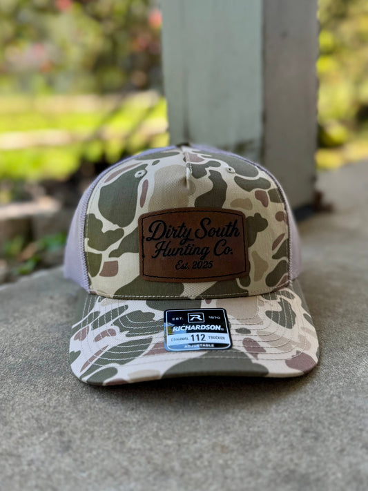 Dirty South Hunting Co. Laser Engraved Leather Patch Hats – Harvest Duck Camo