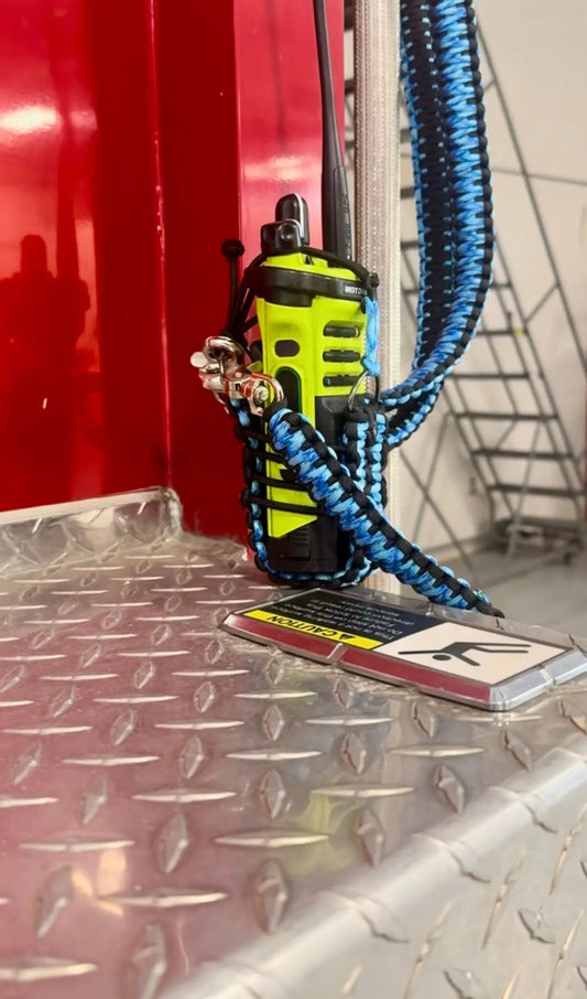 Custom Paracord Radio Strap with Anti-Sway | Firefighter, EMS, Police & First Responder Radio Holder | Firefighter Gear Swinging K Creations