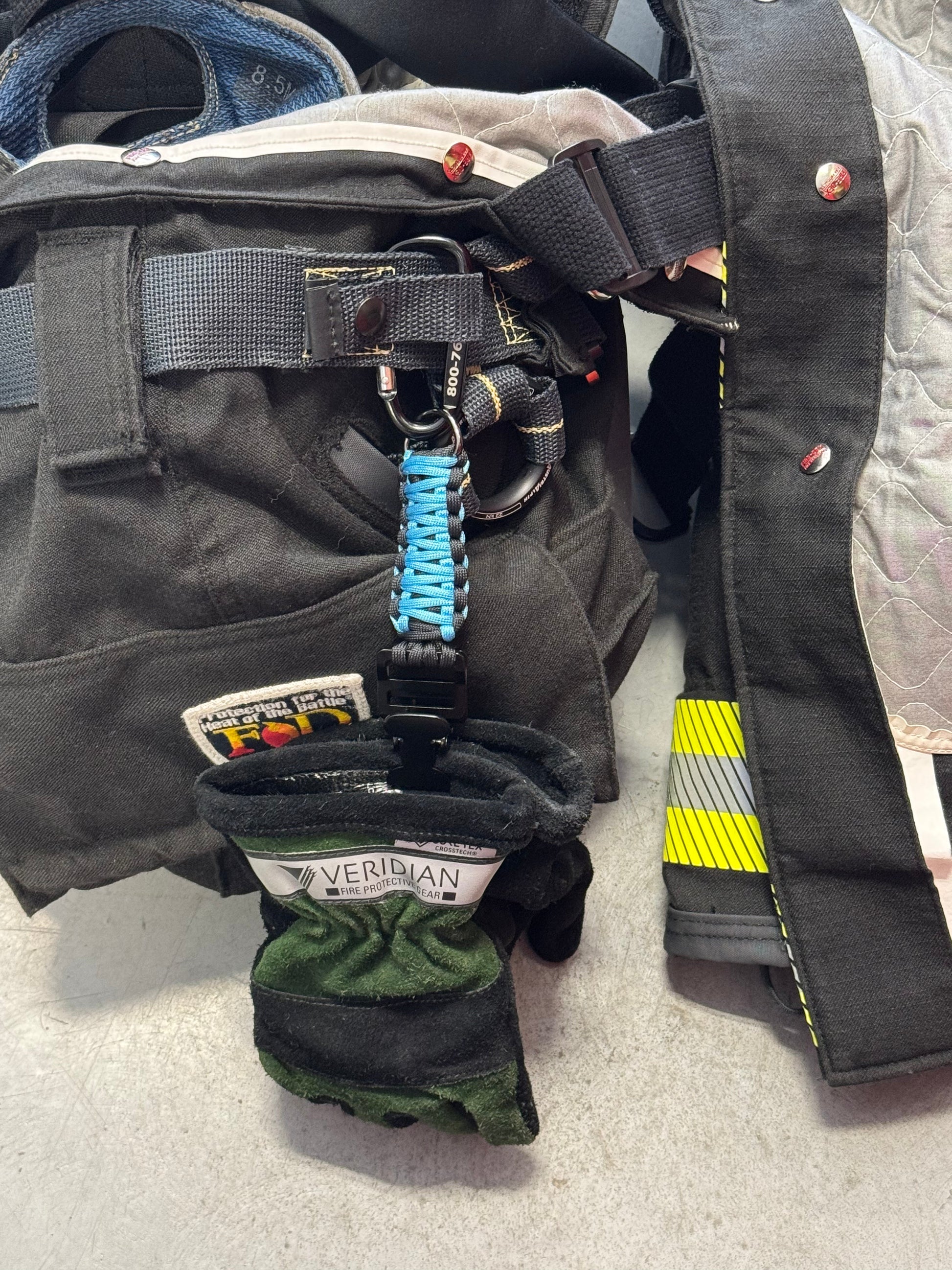 Paracord Glove Holder with Dual Alligator Clips, Carabiner & D-Ring – Firefighter, EMS, Lineman Gear Swinging K Creations