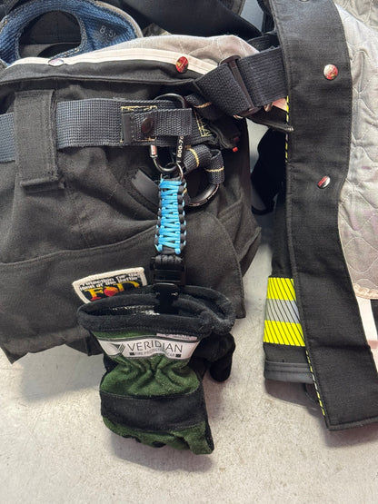 Paracord Glove Holder with Dual Alligator Clips, Carabiner & D-Ring – Firefighter, EMS, Lineman Gear Swinging K Creations